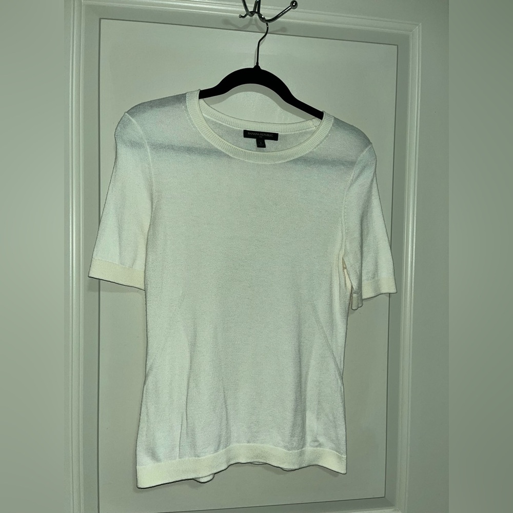 Banana Republic Cream Short Sweater Sleeve Tee